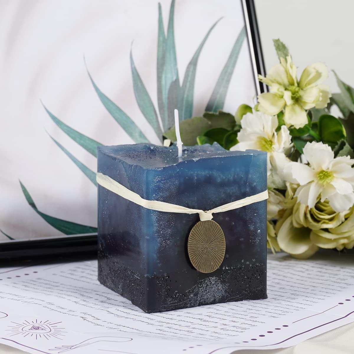 Soulnioi Aromatherapy Gift Scented Candles Retro Colored Blue Square Candle Aroma Wax Flakes Fragrant Hanging Tablets Green Star and Star Bath Bombs for Wedding Souvenir Birthday Party Women Gift 1