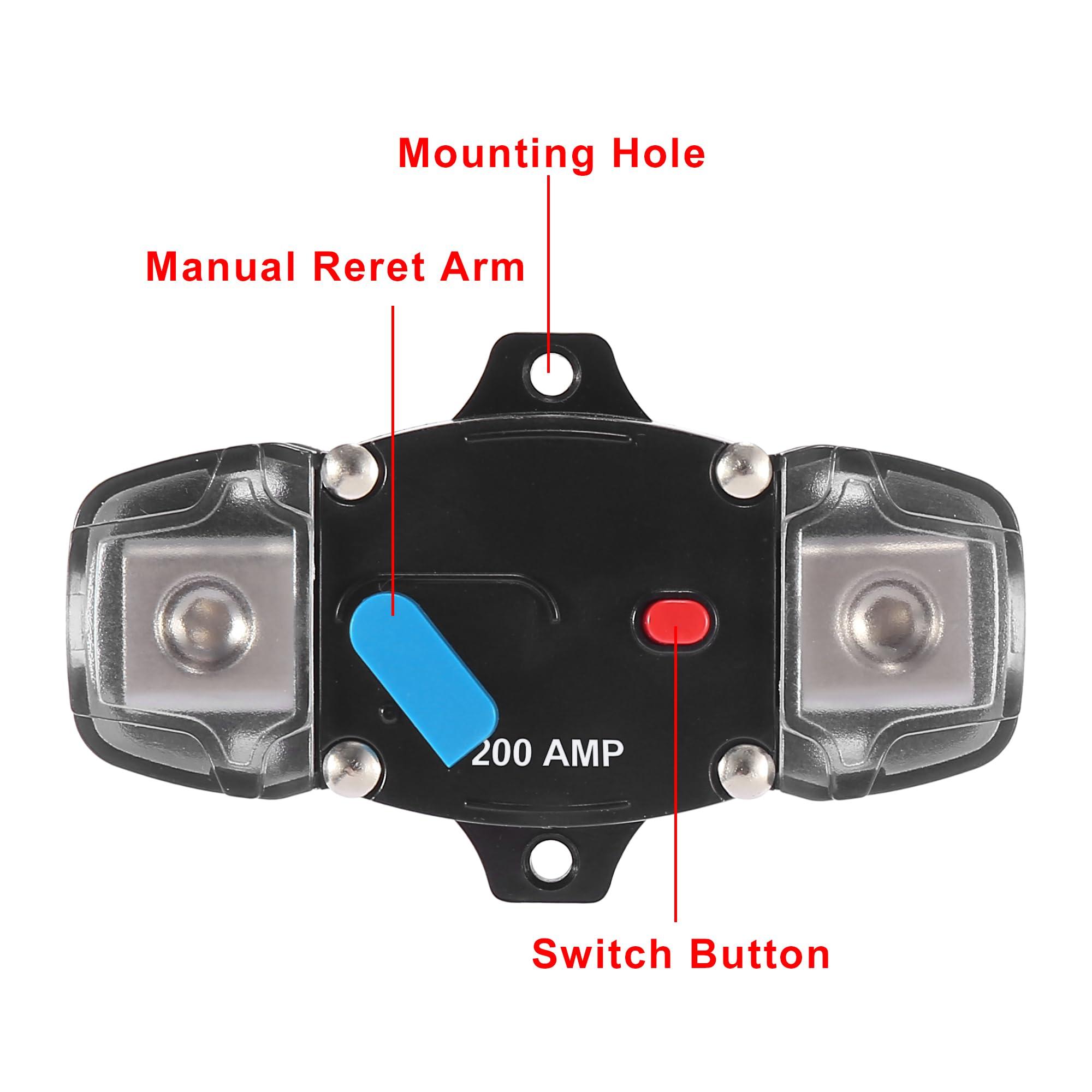 X AUTOHAUX DC 12-24V 200Amp Car Truck Circuit Breaker Audio Inline Fuse Holder 4