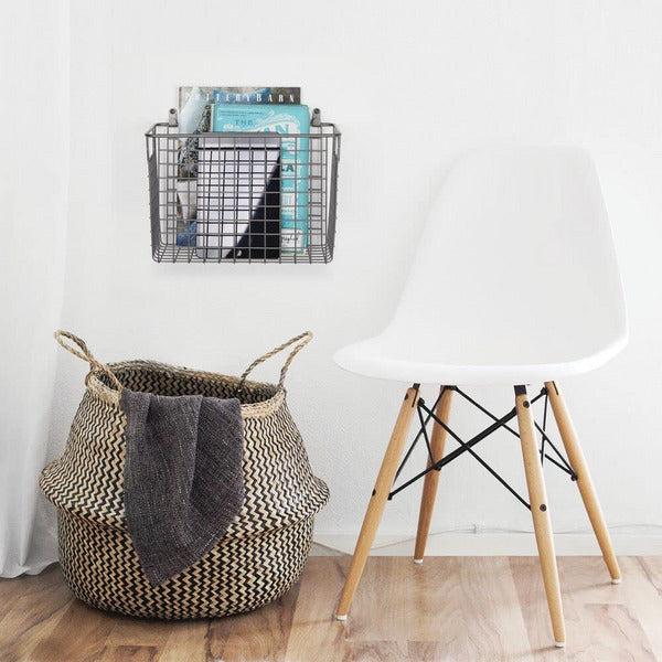 mDesign Set of 2 Hanging Storage Baskets - Large Wall-Mounted Metal Wire Basket - Multi-Purpose Organiser Tray for Household Items - Graphite Grey 4