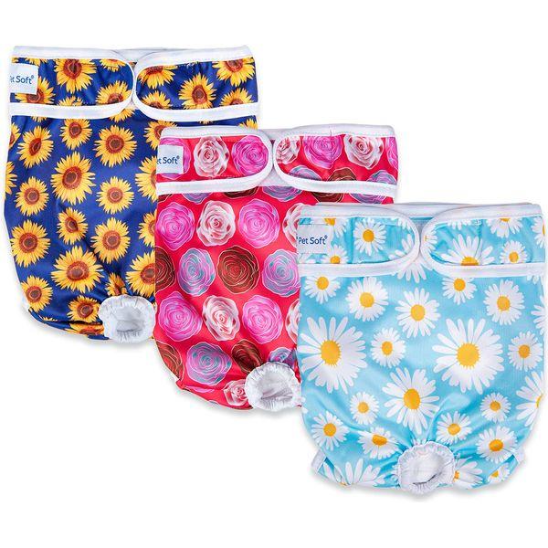 Pet Soft Dog Nappies Female - Washable Female Period Pants for Dogs Pets, Incontinence Reusable Dog Diapers 3Pack 0