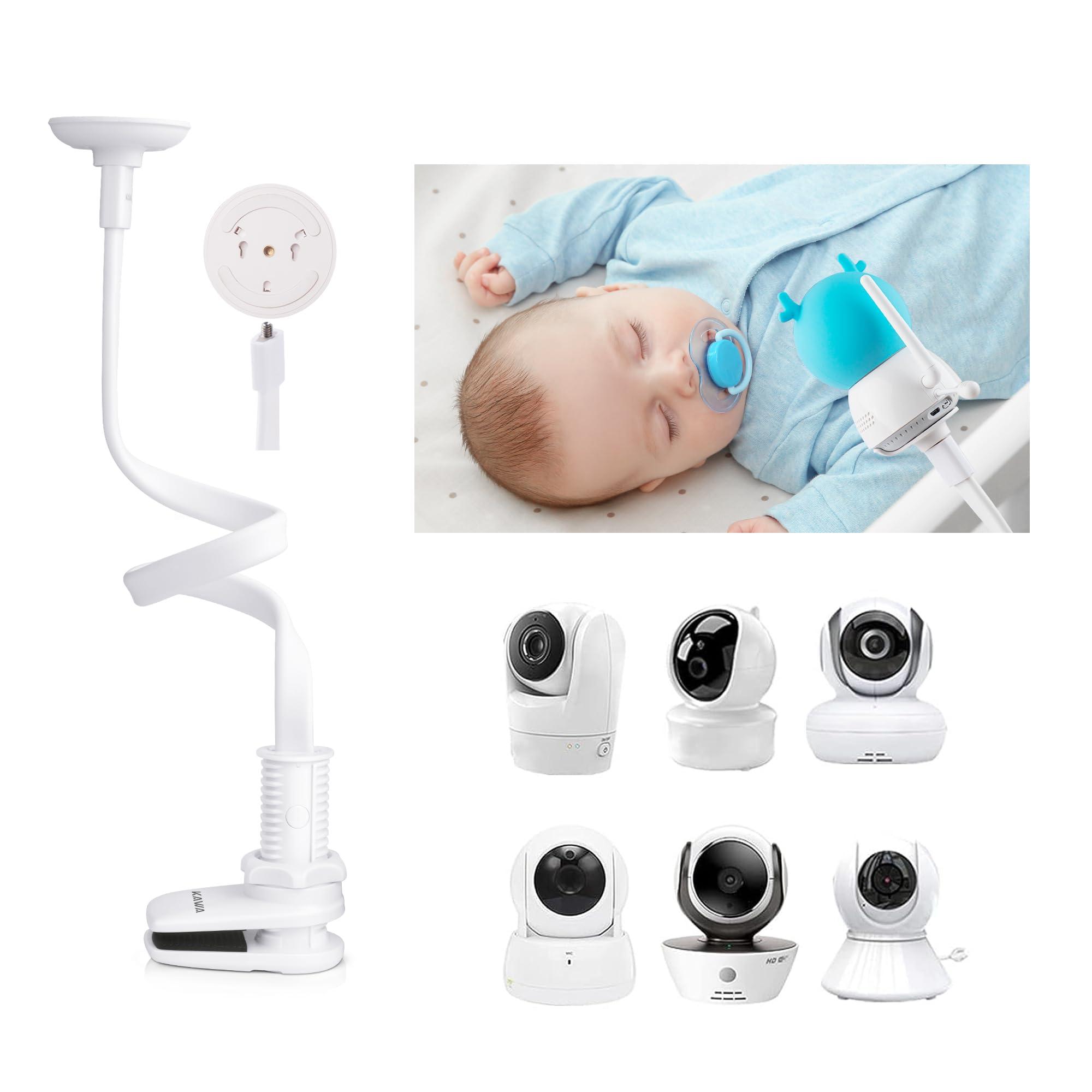 KAWA Baby Monitor Holder, Universal Baby Monitor Mount for Crib, Flexible Baby Monitor Holder, Compatible for All 1/4 Triple Hole Baby Monitor Camera, Without Tools or Wall Damage 0