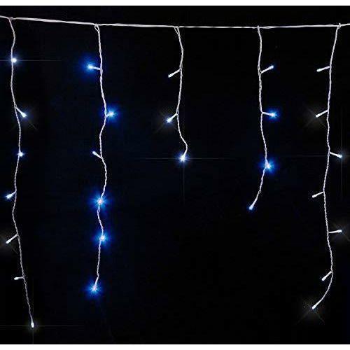 Christmas Lights 320 LED 11m/36ft Outdoor Christmas Lights Icicle Fairy Lights Plug in String Lights Outside Lights with Timer, Memory for Home/Christmas Decorations Blue & Cool White - White Cable 3