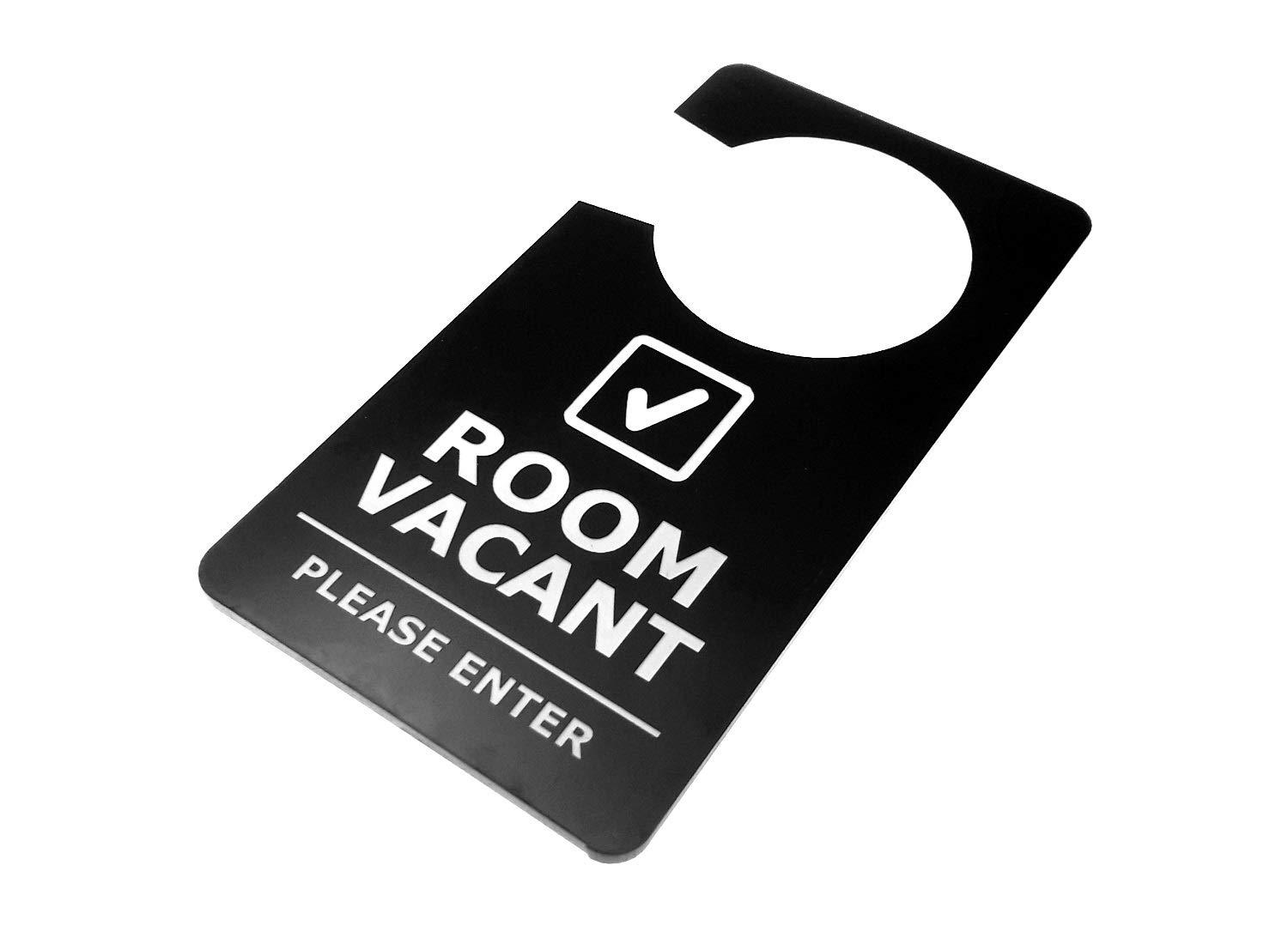 OriginDesigned Stunning Contemporary Bold Black and White Room In Use Room Vacant Door Hanger Sign for Hotels, B&Bs and Lodges Double Sided 3mm Black and White Acrylic 3