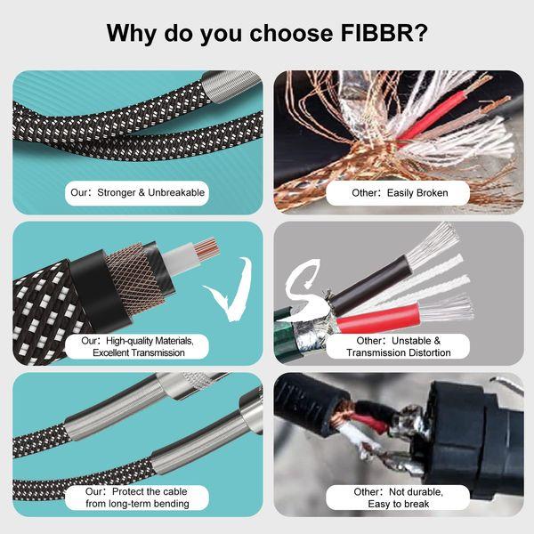 FIBBR 6.35mm to 6.35mm Stereo Audio Cable 10M, Straight 1/4" TRS Audio Guitar Male Jack Instrument Lead with Nylon Braided for Electric Guitar, Bass, Amplifier, Mixer, Keyboard, Speaker 1