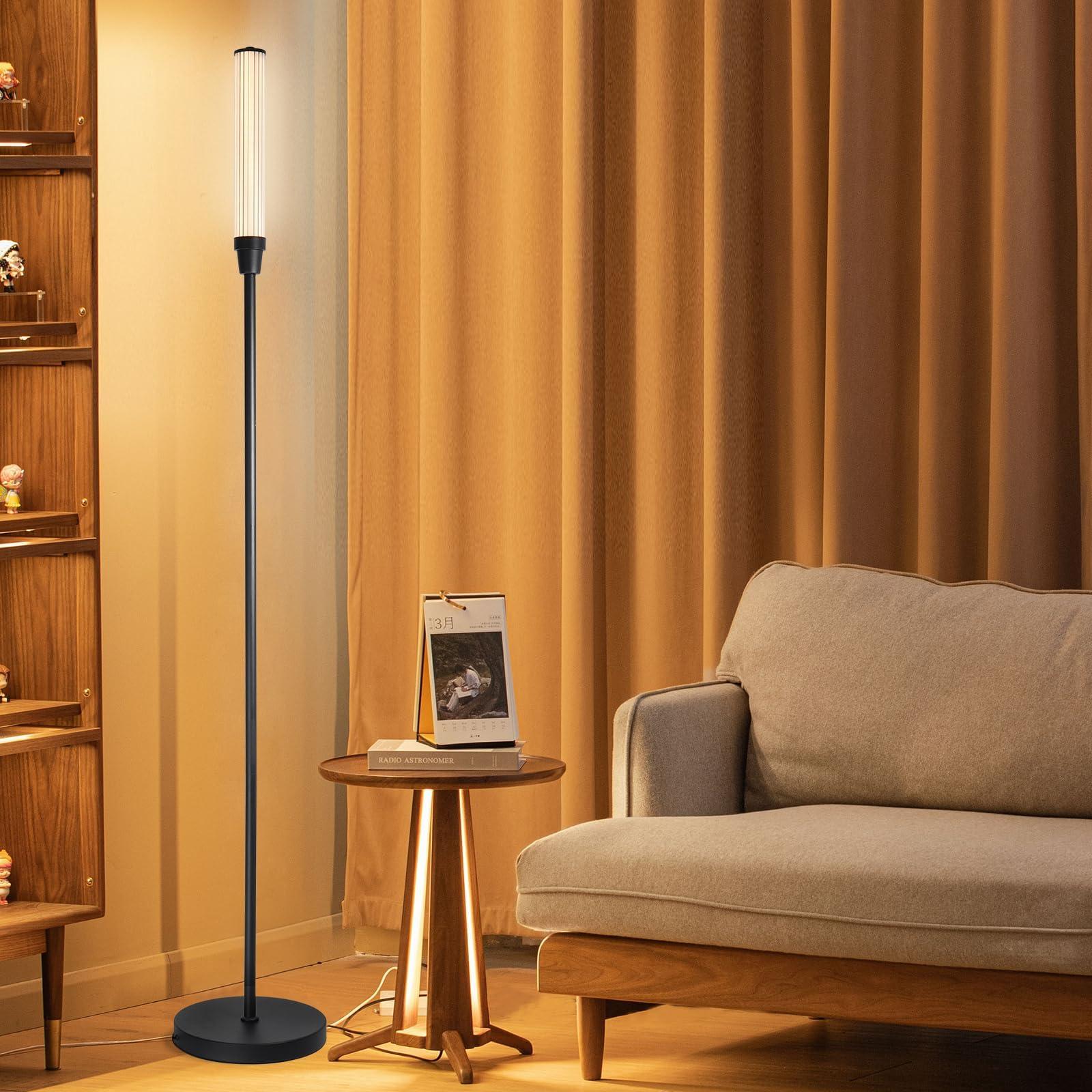 EIDISUNY Dimmable LED Floor Lamp Indoor, Modern LED Floor Lamps with Remote Control, 3 Color temperatures, Modern LED Floor Standing Lamps Indoor for Living Room, Bedroom, Office, Reading - 160cm 10W 4