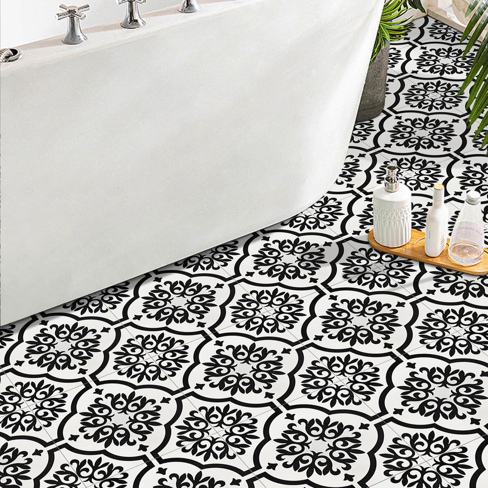 Peel and Stick Floor Tiles Self Adhesive Floor Tile, Vinyl Flooring Waterproof, Lino Flooring for Bathroom Kitchen Living Room DIY Flooring 30x30cm 8pcs(11.8 x 11.8 inches) 4