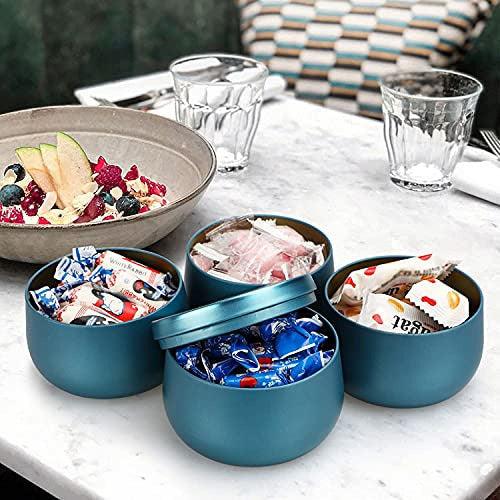 Candle Jars for Making Candles, 8 oz Metal Candle Cans Bulk with Lids, 24 Pack Large Blue Tin Cans Container for Making Candle,Arts & Crafts,DIY Candle Party Supplies Storage for Candle Candies(Blue) 3