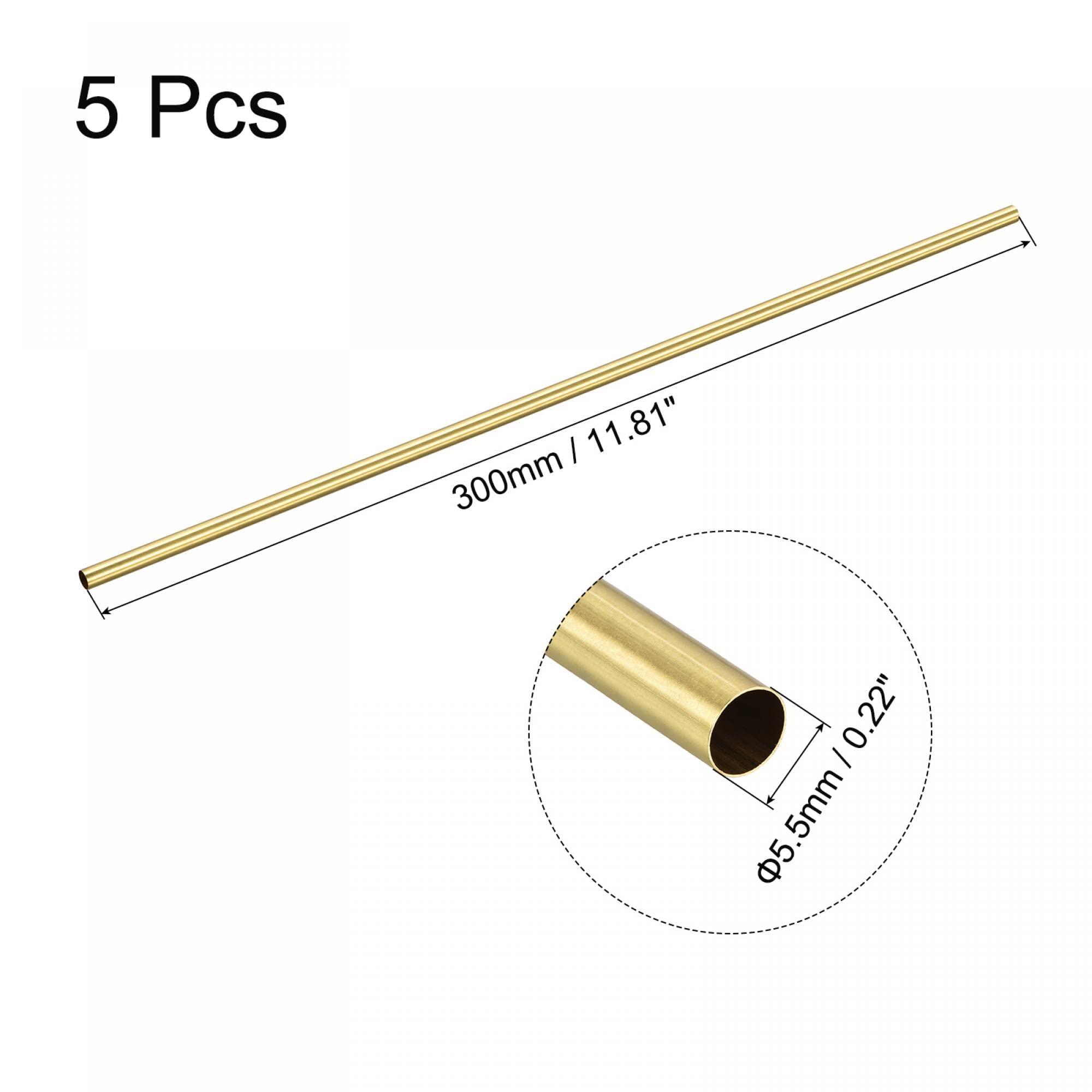 sourcing map Brass Round Tube 5.5mm OD 0.25mm Wall Thickness 300mm Length Pipe Tubing 5 Pcs 1