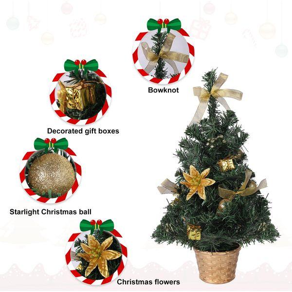 50CM Artificial Tabletop Christmas Tree,JUANPHEA Small Mini Christmas Tree wtih Hanging Ornaments, Artificial Xmas Tree for Christmas Desktop Decorations(Red） 2