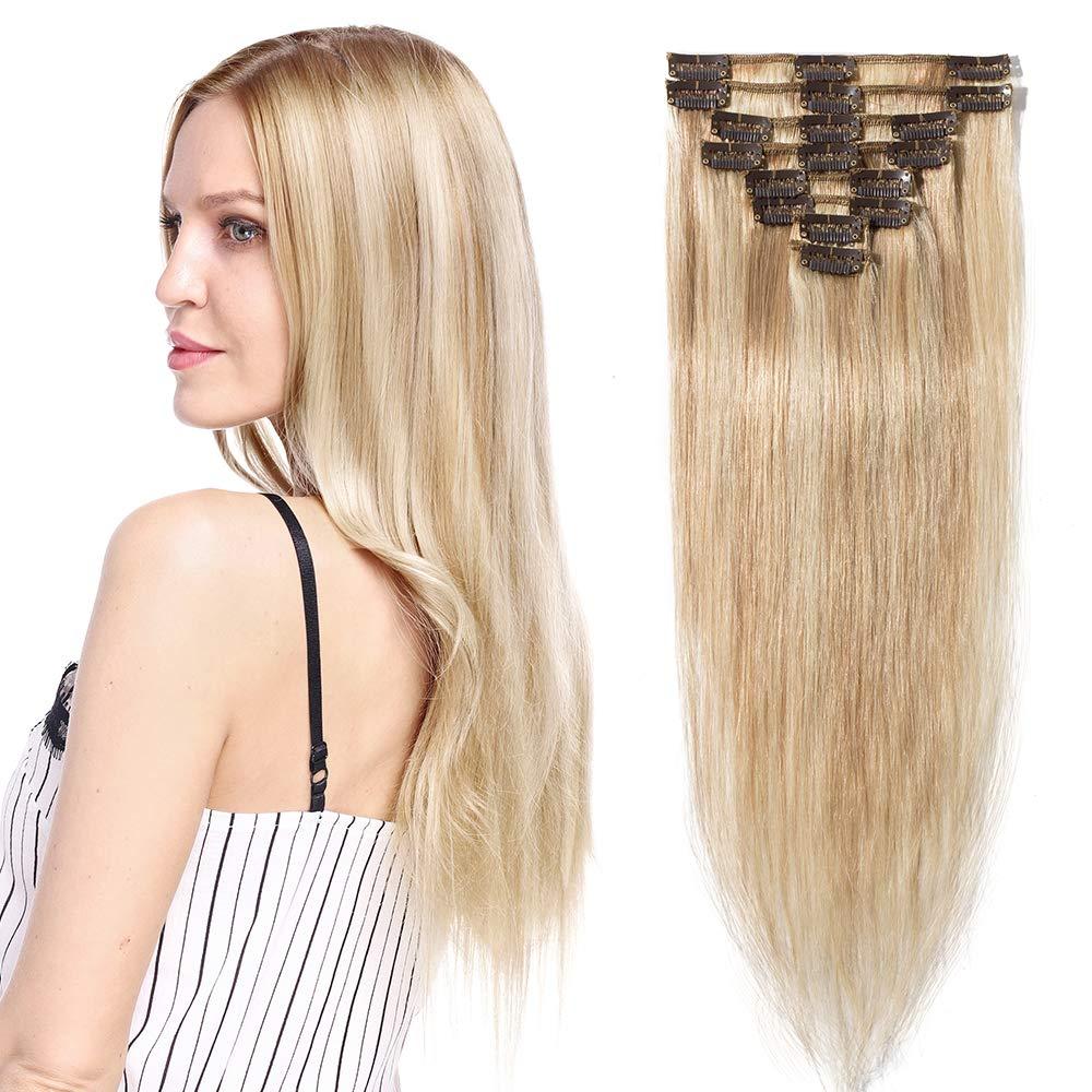 S-noilite Clip in Hair Extensions Real Human Hair,8Pcs with 18 Clips Remy Natural Hair Extension Full Head Double Weft Thick Silky Seamless Hair Extensions for Women - #2 Dark Brown-10 Inch(75g) 0