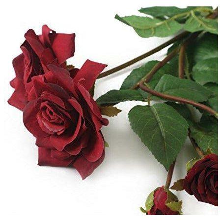Floral Elegance Artificial 87cm Single Stem Burgundy Spray Rose Flowers x 6 1