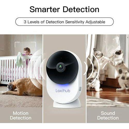 5GHz WiFi Camera Laxihub Baby Camera Monitor 1080P, Dog/Cat/Pet Camera with App AI Human Motion Detection Area Customized, Real-time 2-Way Audio, Night Vision, 2.4GHz/5GHz Dural Band WiFi 3