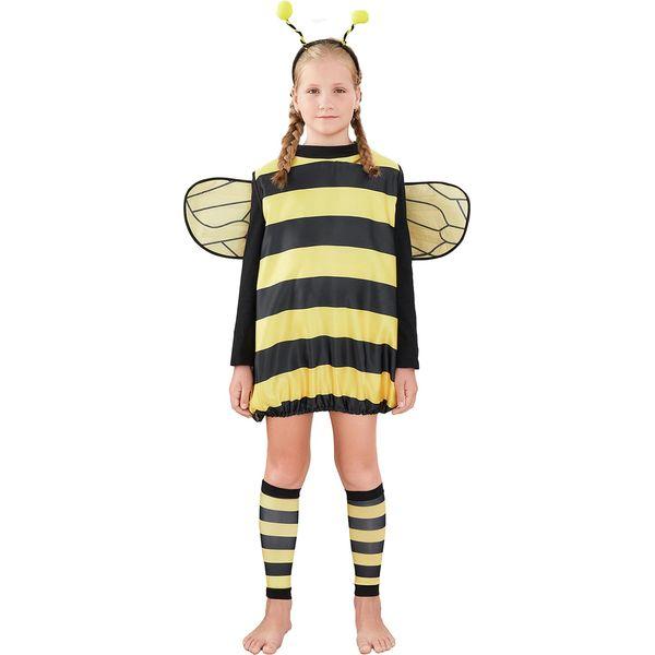 Yoisdtxc Adult/Kids Halloween Costume Set Bee Fancy Cosplay Costume with Wings and Antenna (A-Yellow Children 1, 5-6 Years)