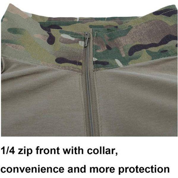 LANBAOSI Mens Ripstop Tactical Shirt Long Sleeve Combat Shirt Multicam Military T Shirts Airsoft Hunting Woodland, Cp-ge, S 2