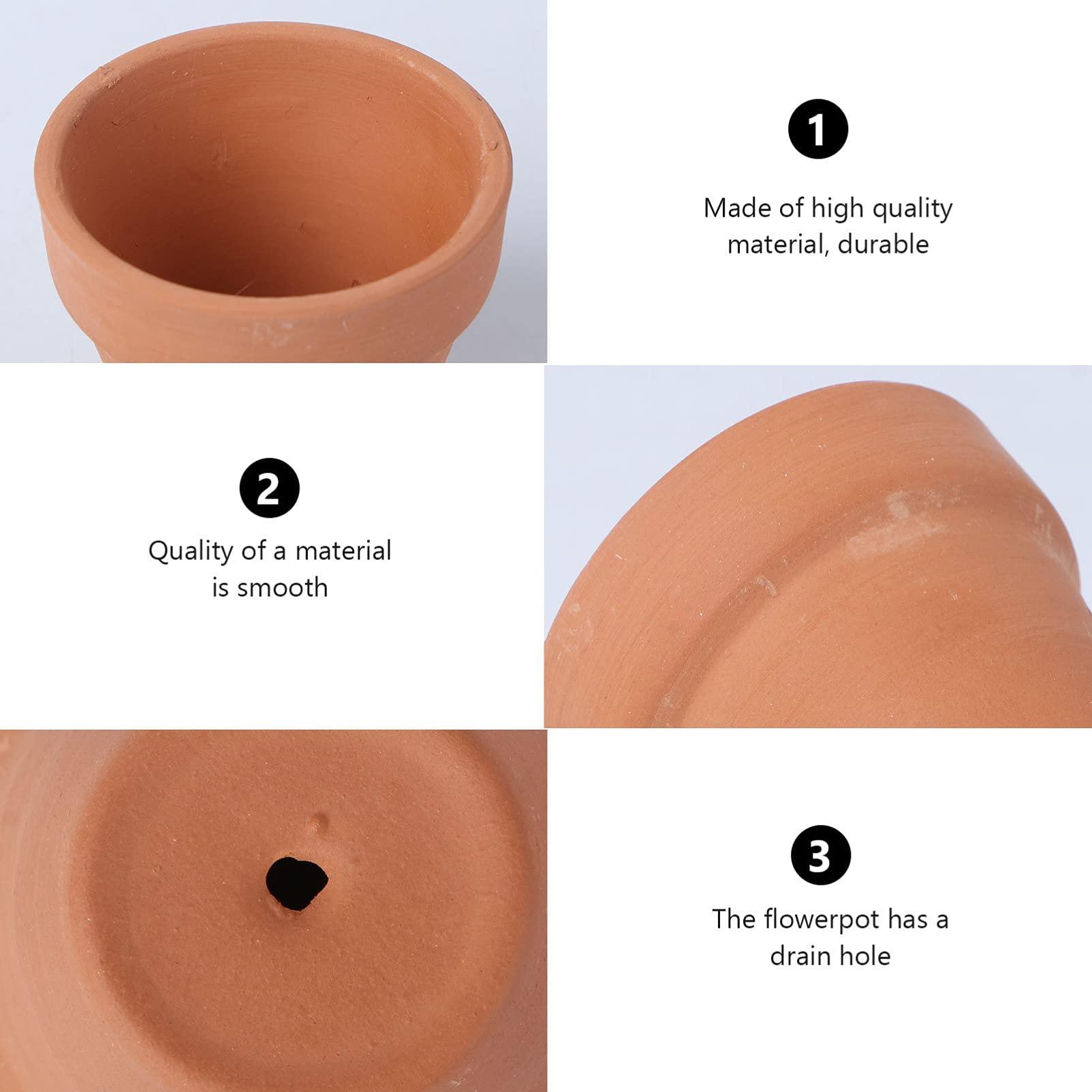 Happyyami 10pcs 4. 5x4cm Small Mini Terracotta Pot Red Pottery Nursery Pot Cactus Flower Pots Succulent Planter Pot with Drainage Hole for Gardening Garden Balcony 2