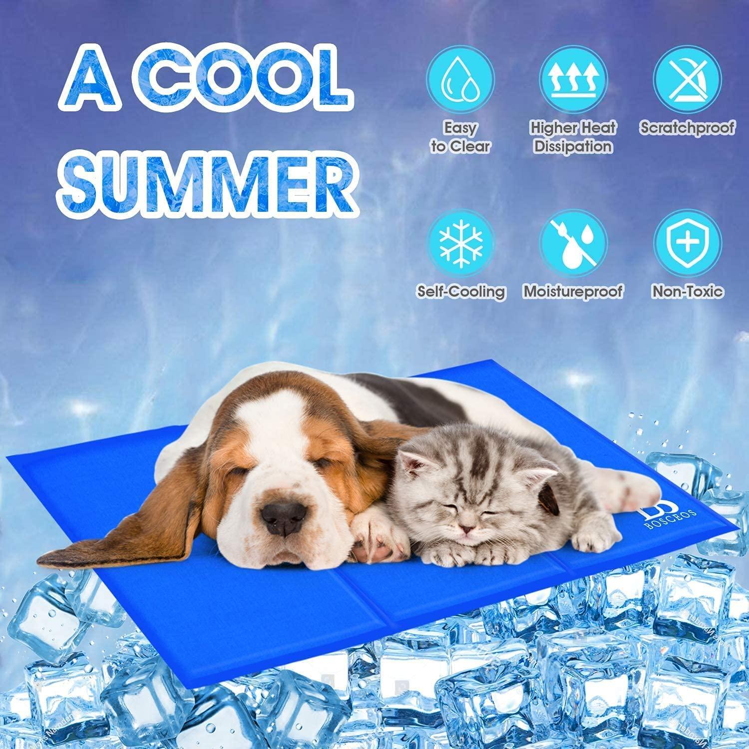 Bosceos Large Dog Cooling Mat, Waterproof Scratch-proof Activated Gel Cooling Pad for Dogs, Non-Toxic, Great Dog Accessories to Help Your Pet Stay Cool This Summer, Ideal for Home & Travel, 90x50cm 3
