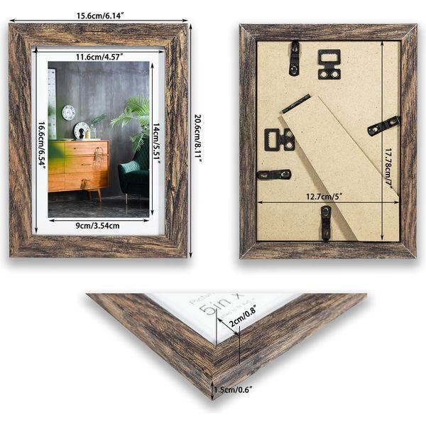 LOKCASA Distressed Brown Gallery Wall Frame Set, 11 Frames Multipack,3pcs 8x10,8pcs 5x7,Glass Window,Tabletop and Wall Mount 4