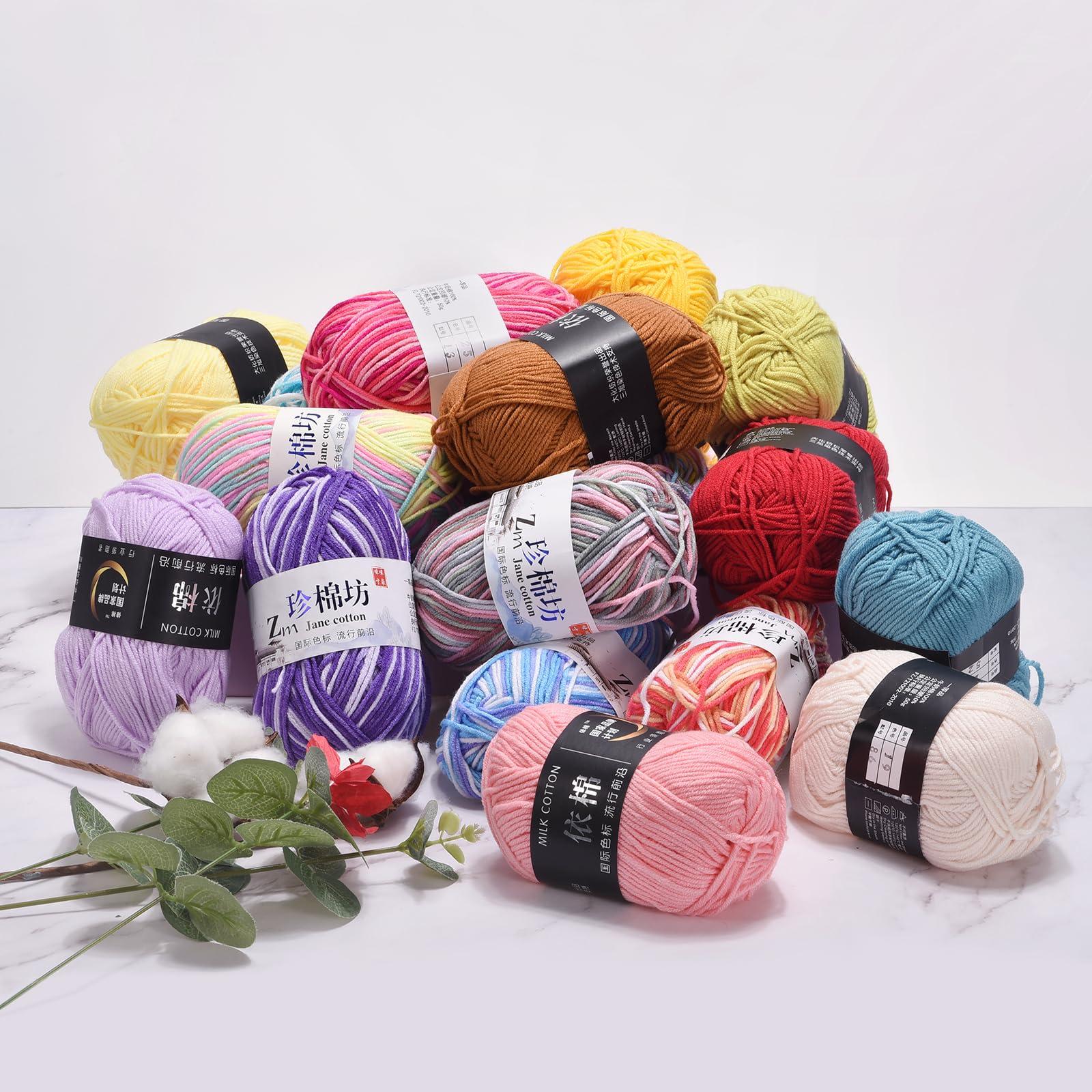 sourcing map Cotton Blend Yarn, 5 Pack of 50g/1.76oz Soft Crochet Craft Yarns for Knitting and Crocheting Craft Projects, Colorful 3