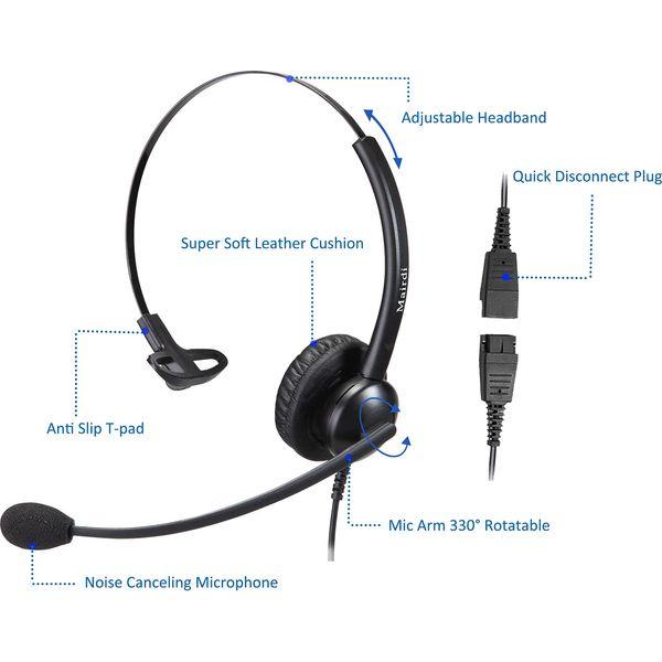 MAIRDI 2.5mm Headset with Microphone Noise Canceling for Panasonic Deskphone, Telephone Headset for Call Center Office, Phone Headset 2,5mm Jack for Polycom Cisco Vtech Undiden Cordless DECT 1