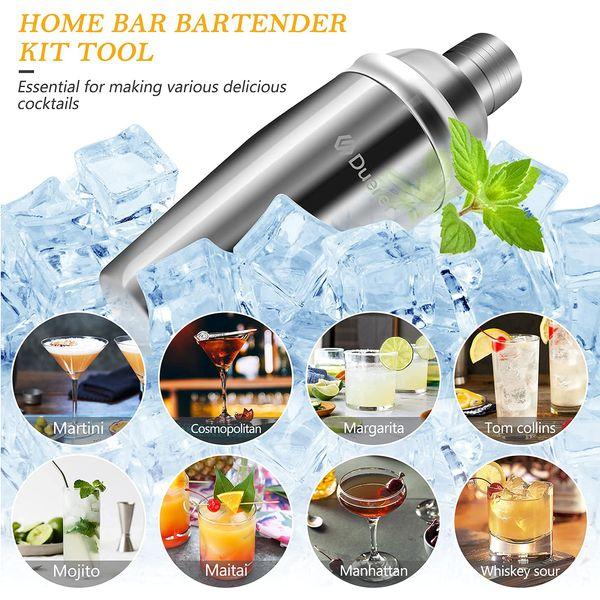 Duerer Bartender Kit with Stand, 11-Piece Cocktail Shaker Set, Bar Tool Set Perfect Drink Mixing - Bar Tools: Martini Shaker, Jigger, Strainer, Mixer Spoon, and More - Best Bartender Kit for Beginners 3