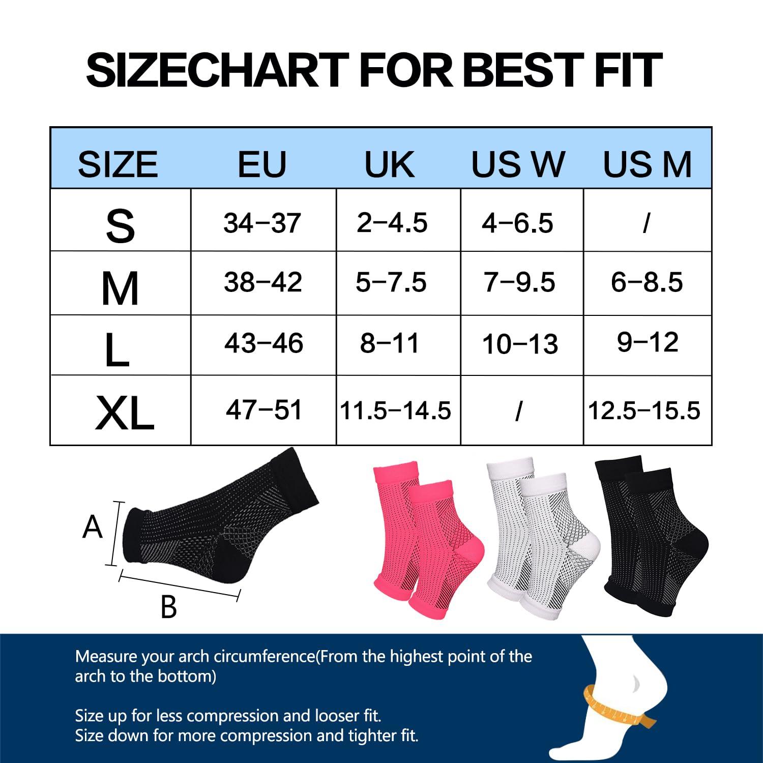 cheap4uk 4 Pairs Neuropathy Socks Compression Socks for Women & Men Plantar Fasciitis Socks Ankle Support Brace for Sprained Ankle Breathable Anti-Slip Soothe Socks for Pain Relie(4White+4Black,8-11) 3