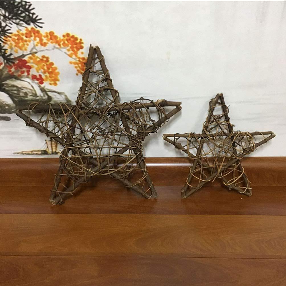 ABOOFAN Christmas Star Tree Topper 5Pcs 15cm Rattan Star Wreath DIY Craft Hanging Pentagram Shape Wreath Garland Frame Xmas Tree Ornaments for Wedding Autumn Holiday Shop Decor Grapevine Wreath 8