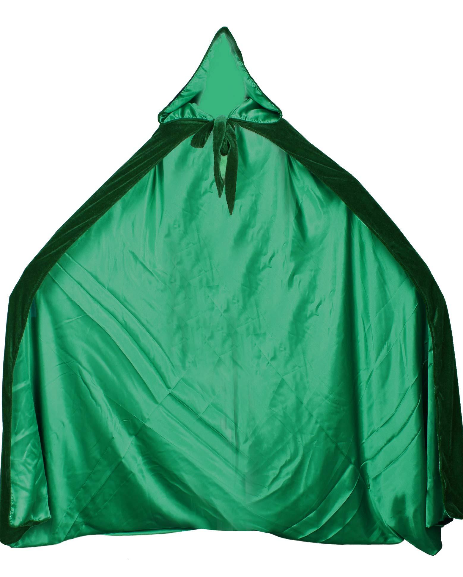 LuckyMjmy Velvet Medieval Wedding Cape Cloak Lined with Satin lining (Large, Dark green) 0