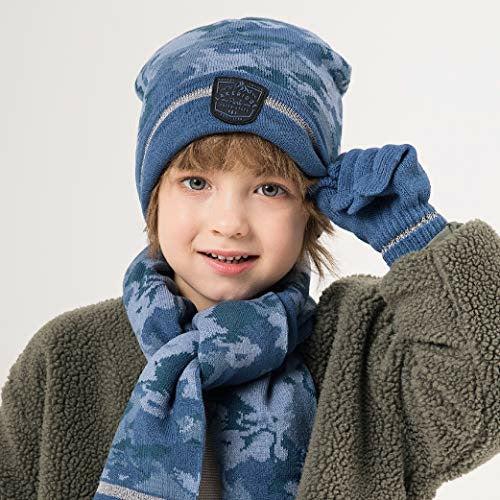 accsa Boys Hat Scarf and Gloves Set Camo Winter Warm Set Knit Cuff Beanie Cap Stretchy Magic Gloves Kids Toddler Knitted Scarf One Size 3-6 Years 3