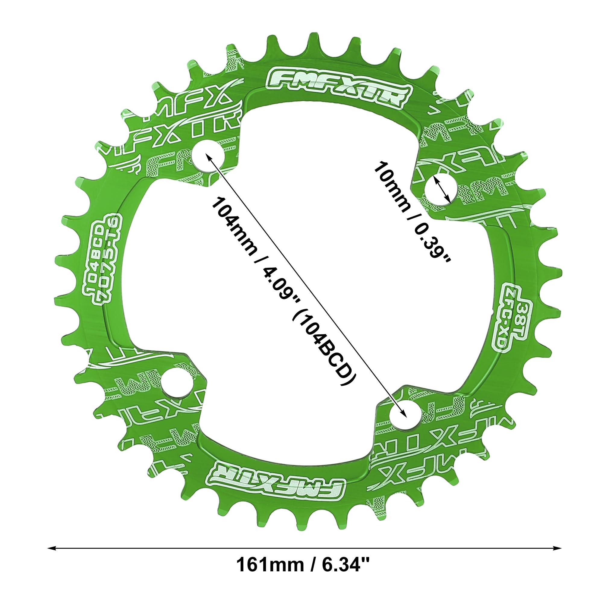 X AUTOHAUX 38 Teeth 104mm Bicycle Wide Chainring Crankset Tooth Plate Green 2