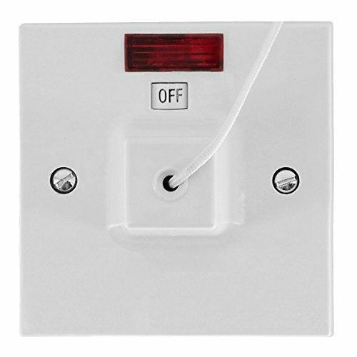 Merriway BH05738 Ceiling Pull Cord Switch With Neon Indicator, 45 Amp 0
