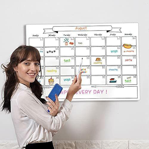 DumanAsen Acrylic Dry Erase Writing Board / Whiteboard, Meal Planner, Monthly Planner, UV Printed Acrylic Calendar/No Marker Included/Size: 57CM x 41CM x 3MM (Month Planner - A) 2