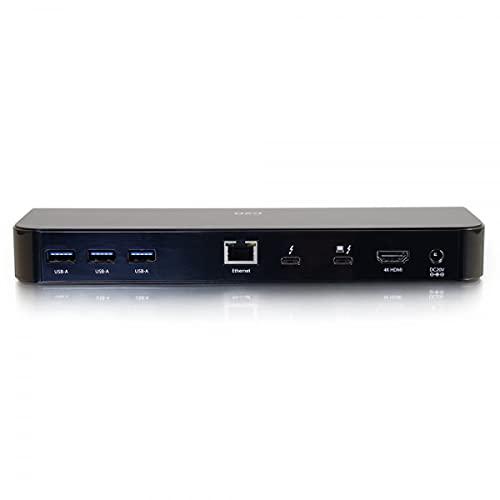 C2G Thunderbolt™ 3 USB-C® 10-in-1 Dual Display Dock with 4K HDMI®, Ethernet, USB, SD Card Reader, 3.5mm Audio and Power Delivery up to 60W Compatible with MacBook, iPad, Galaxy,Surface Pro,XPS etc. 4