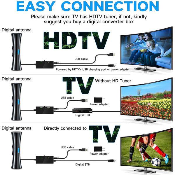 TV Aerial for Smart TV, TV Antenna, Upgraded 520 Miles Range Digital 4K HD Antenna for Indoor/Outdoor TV, TV Antenna with Signal Booster Amplifier for All Television 1