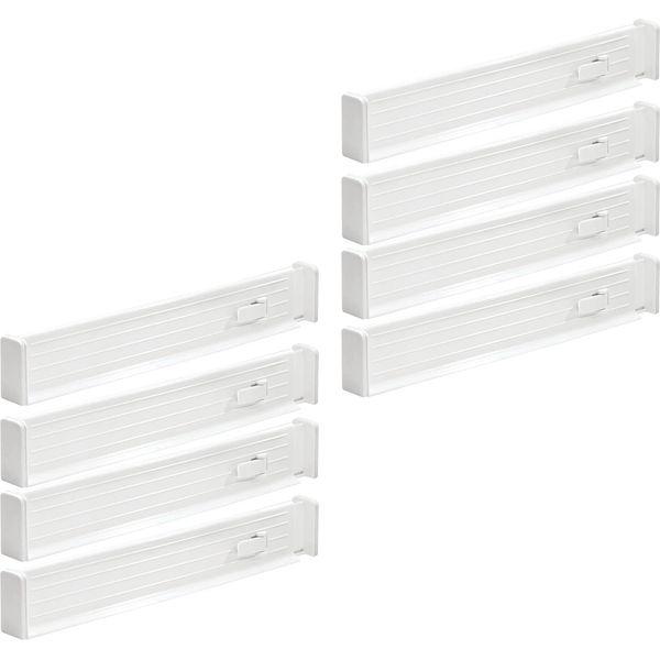 mDesign Set of 8 Drawer Dividers - Expandable Drawer Organiser Set with Protective Foam Ends - Useful Kitchen Accessories - White