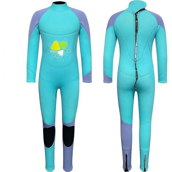 LayaTone Kids Wetsuit for Boys Girls 3/2mm Neoprene Thermal Swimsuit Long Sleeve One Piece Wetsuit for Swimming Surfing Diving Snorkeling Kayaking