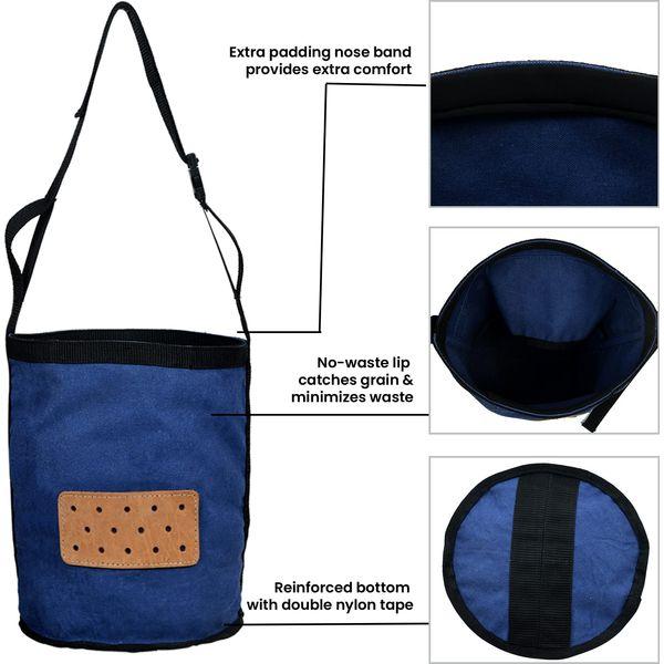SIE Breathable Canvas Feed Bag with no spill (Blue) 2