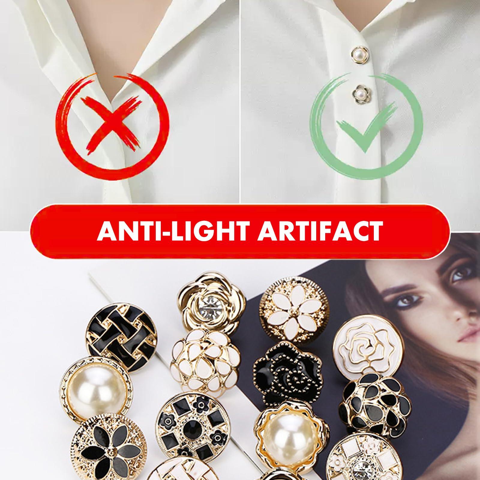 30 Pcs Collar Button Pins Without Nails, Small Fragrance Women's Coat Sweater Open Shirt Concealed Button 4