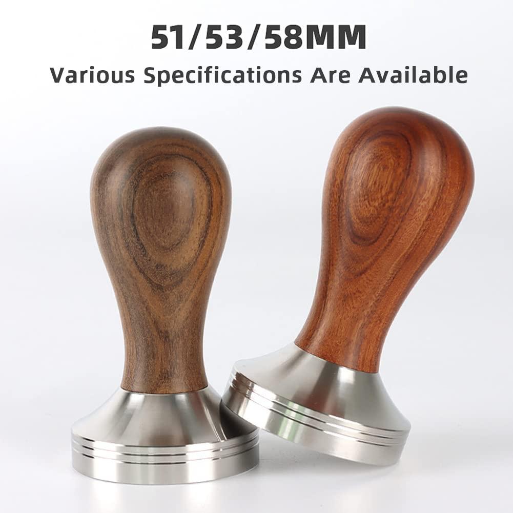 Janjunsi 53MM Coffee Tamper Press - 304 Stainless Steel Base Wooden Handle for Portafilter Coffee Powder Barista Coffee Accessories 4