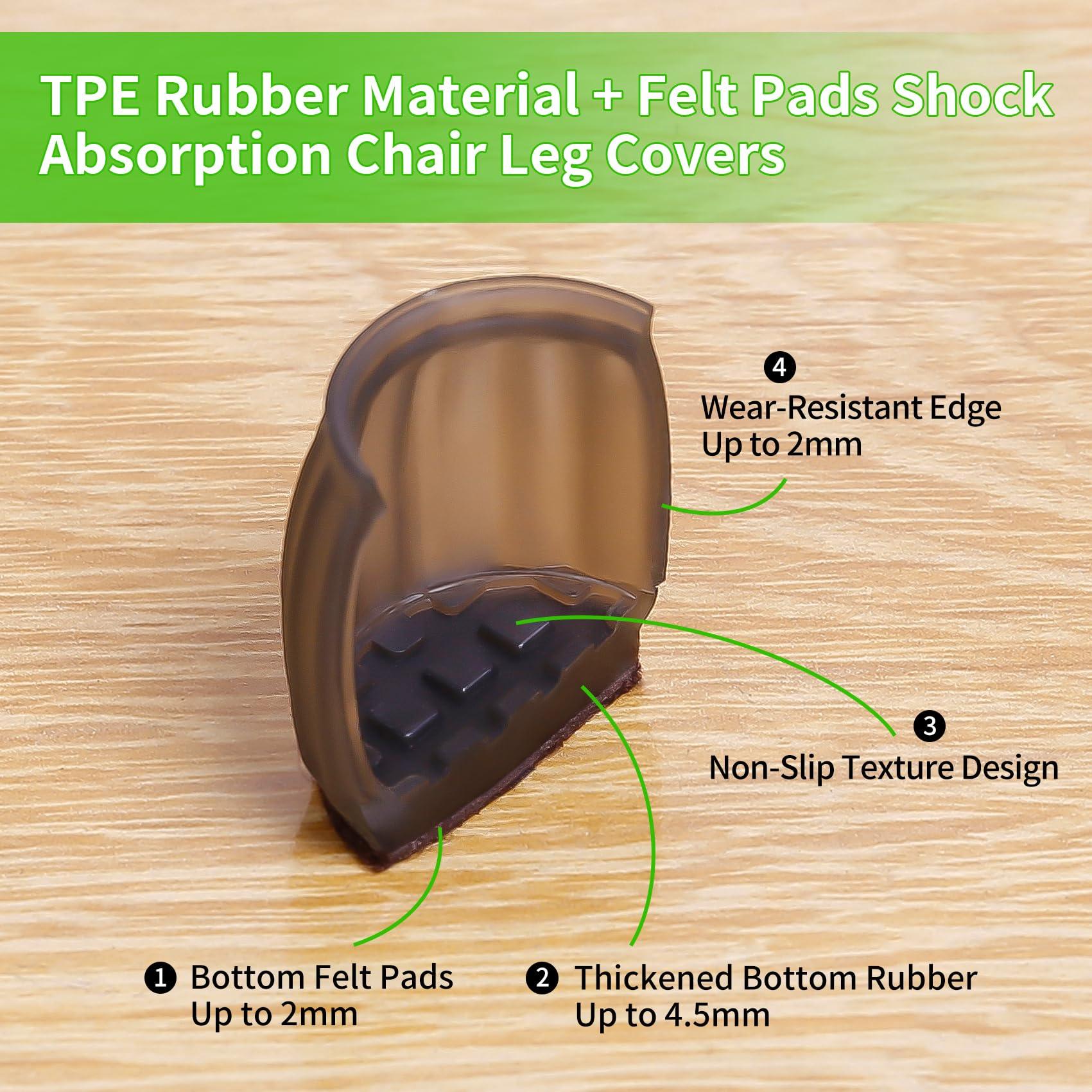 Ezprotekt 32P Chair Leg Floor Protectors 26-30mm, Φ 1.25" Translucent Chair Feet Cover, Round Furniture Sliders Felt Bottom Silicone Leg Caps for Protecting Hardwood/Tile Floors from Scratches Noise 3