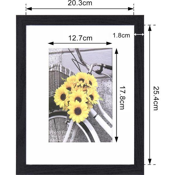 20x25 cm Black Picture Frame with High Real Glass,Wood Textured Photo Frames Collage,Mounting Hardware Included,for Wall or Tabletop Display Home Decor,13x18 with Mat or 20x25 Without Mat,Set of 3 1