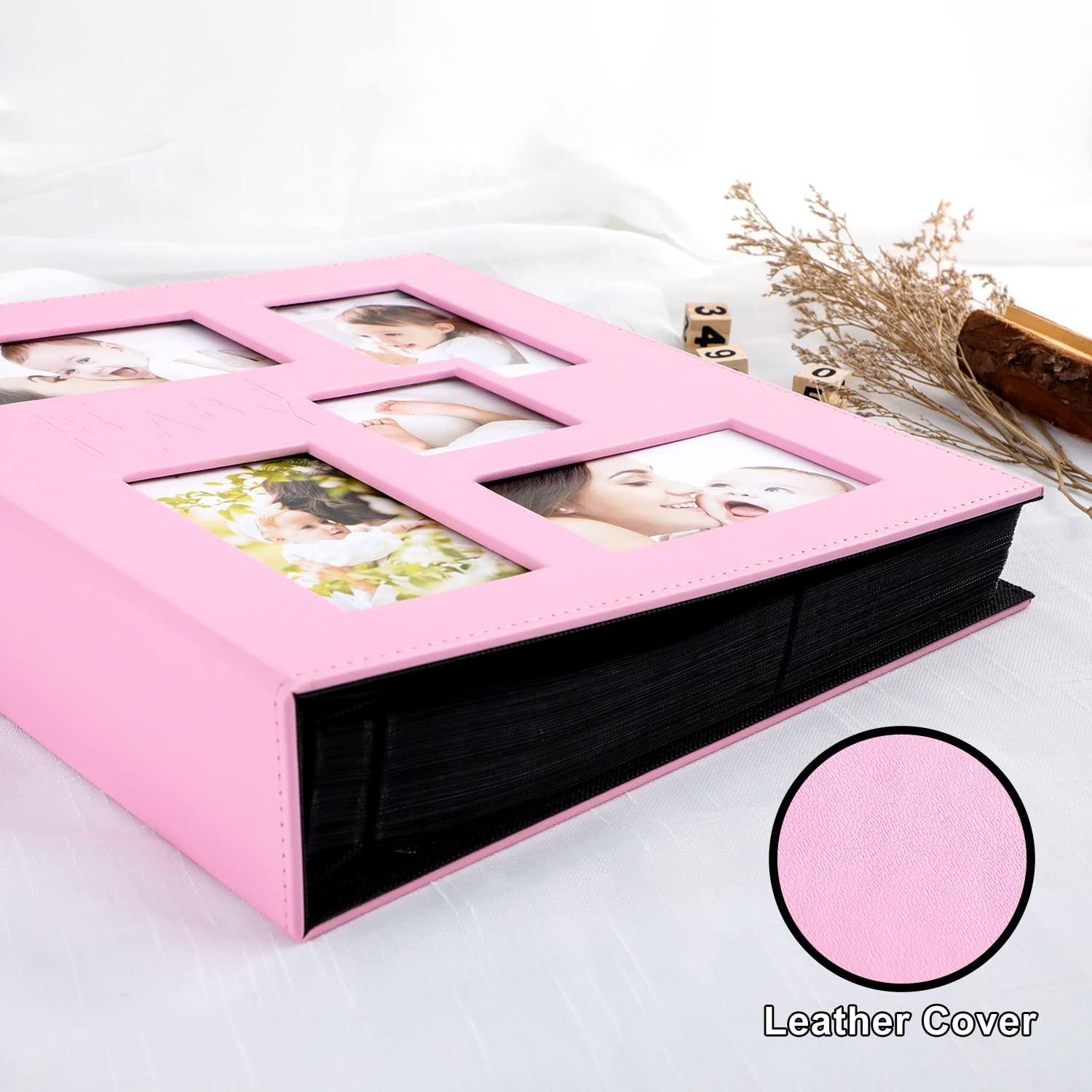 Benjia Baby Girl Photo Album 6x4, Leather Picture Album holds 500 Landscape and Portrait 10x15cm Photos Pink 2