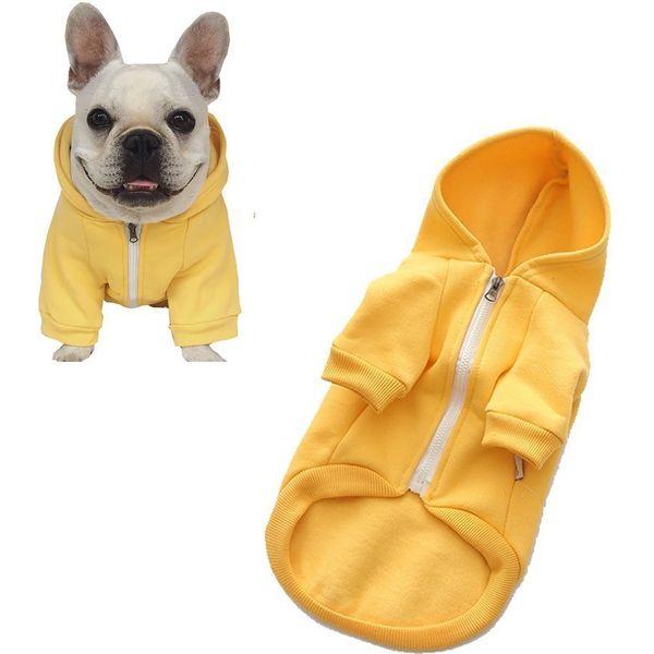 meioro Zipper Hooded Pet Clothing Dog Cat Clothes Cute Pet Clothing Warm Hooded French Bulldog Pug Siberian Husky Collie(5XL, Yellow)