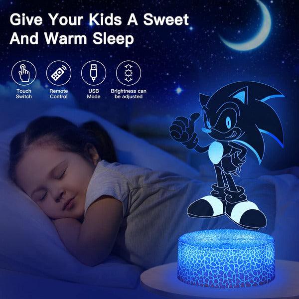 HUGOODCO Anime Toys 3D Night Light, 5 Patterns Anime Led Illusion Lamp with 16 Colors Changing, Decor Lamp Birthday Christmas Gifts for Children 3