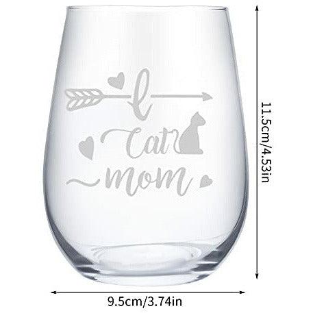 Xinzistar 14oz Cat Mama Wine Glass, Stemless Wine Glass, Funny Cat Gift for Women Friend Cat Mom Cat Lovers, Birthday Party 1