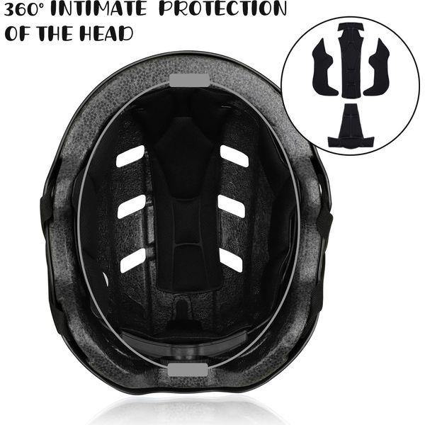GIEMIT Bike Helmet,Youth Skateboard Helmet Impact Resistance for Multi-Sport,Lightweight Adjustable Bicycle Helmet for Boys Girls Fit Head Size 54-58cm(21.2"-22.8â) (Black) 4