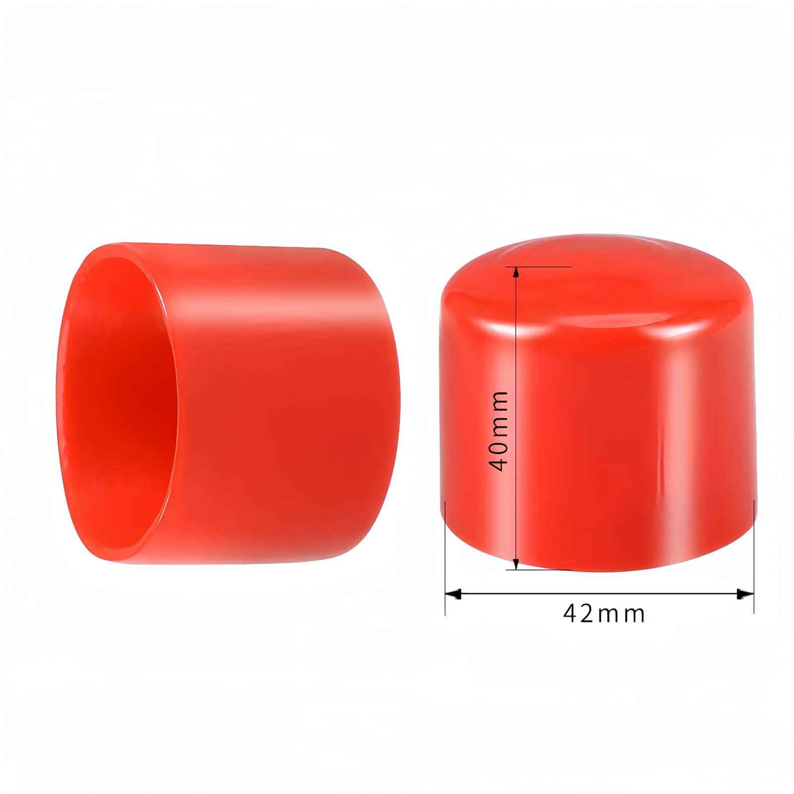 Boxonly Screw Thread Protectors PVC Rubber Round Tube Bolt Cap Plastic End Cap Cover Inner Dia.42mm Red 50Pcs 3