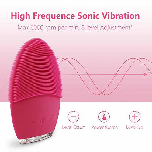 YUNCHI Silicone Facial Cleansing Brush Electric, Y2 Rechargeable Sonic Vibration Face Brush, Waterproof Face Cleanser and Massager for Women (Blue) 1
