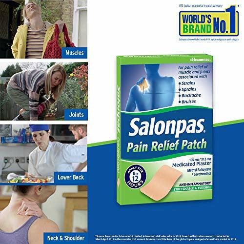 Salonpas Pain Relief Patch - 5 pack - Medicated Plaster for Joint & Muscle Pain 1