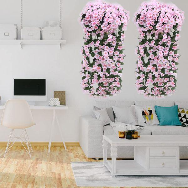 Orumrud 2 Pack Artificial Hanging Plants Vines With Flowers Plastic Fake Greenery Drooping Plants Indoor Outdoor Wall Home Garden Wedding Garland Decoration Pink 4