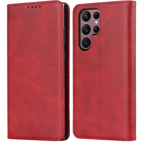 SailorTech Samsung Galaxy S22 Ultra Wallet Leather Case, Premium PU Leather Cases Folio Flip Cover with Magnetic Closure Kickstand Card Slots Holder Wine Red 0